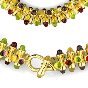 LO3610 Gold Brass Necklace with Synthetic in Multi Color