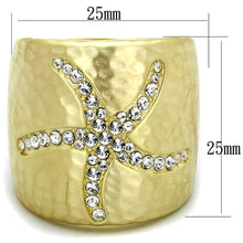 Load image into Gallery viewer, LO3637 - Gold &amp; Brush Brass Ring with Top Grade Crystal  in Clear