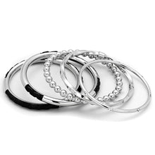 Load image into Gallery viewer, LO3640 - High polished (no plating) Stainless Steel Bangle with AAA Grade CZ  in Clear