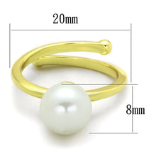 Load image into Gallery viewer, LO3656 - Gold Brass Ring with Synthetic Pearl in White