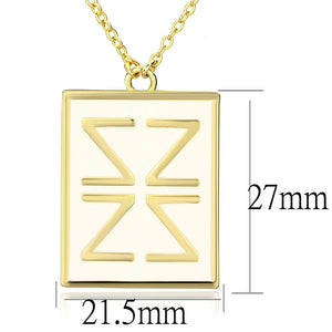 LO3684 - Gold Brass Chain Pendant with Epoxy  in White