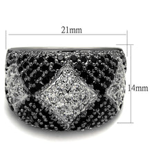 Load image into Gallery viewer, LO3738 - Rhodium + Ruthenium Brass Ring with AAA Grade CZ  in Black Diamond
