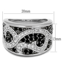 Load image into Gallery viewer, LO3739 - Rhodium + Ruthenium Brass Ring with AAA Grade CZ  in Black Diamond