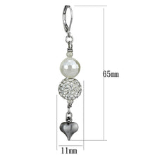 Load image into Gallery viewer, LO3804 - Antique Silver White Metal Earrings with Synthetic Glass Bead in White