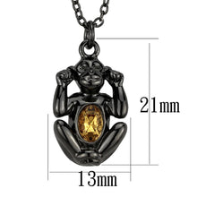 Load image into Gallery viewer, LO3833 - TIN Cobalt Black Brass Chain Pendant with Top Grade Crystal  in Citrine Yellow