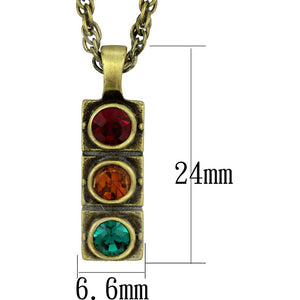 LO3836 - Antique Copper Brass Chain Pendant with Top Grade Crystal  in Multi Color