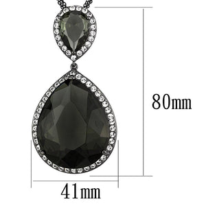 LO3847 - TIN Cobalt Black Brass Chain Pendant with Synthetic Synthetic Glass in Black Diamond