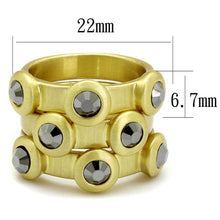 Load image into Gallery viewer, LO3917 - Gold &amp; Brush Brass Ring with Top Grade Crystal  in Hematite
