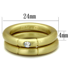 Load image into Gallery viewer, LO3918 - Gold &amp; Brush Brass Ring with Top Grade Crystal  in Clear