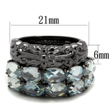 Load image into Gallery viewer, LO3928 - TIN Cobalt Black Brass Ring with Top Grade Crystal  in Black Diamond
