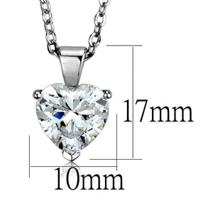 LO3937 - Rhodium Brass Chain Pendant with AAA Grade CZ  in Clear