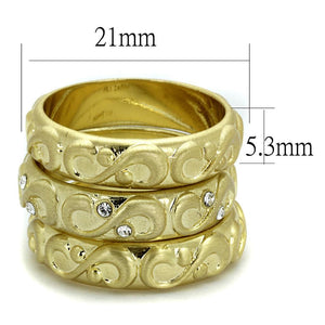 LO3946 - Gold & Brush Brass Ring with Top Grade Crystal  in Clear