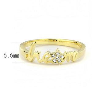LO3961 Flash Gold Brass Ring with Top Grade Crystal in Clear