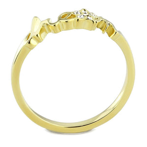 LO3961 Flash Gold Brass Ring with Top Grade Crystal in Clear