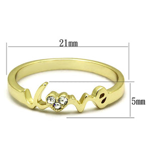LO3964 Flash Gold Brass Ring with Top Grade Crystal in Clear