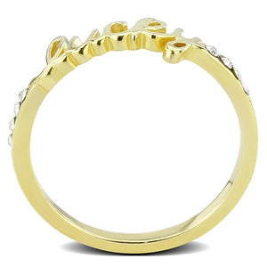 LO3971 - Flash Gold Brass Ring with Top Grade Crystal  in Clear