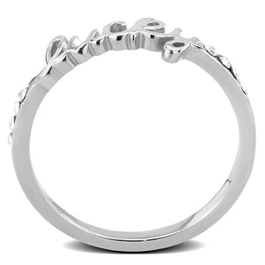 LO3972 - Rhodium Brass Ring with Top Grade Crystal  in Clear