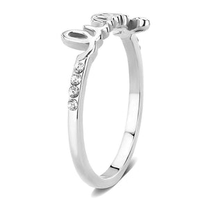 LO3972 - Rhodium Brass Ring with Top Grade Crystal  in Clear