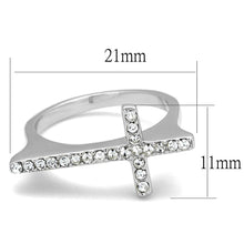 Load image into Gallery viewer, LO3976 - Rhodium Brass Ring with Top Grade Crystal  in Clear