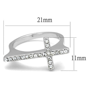 LO3976 - Rhodium Brass Ring with Top Grade Crystal  in Clear