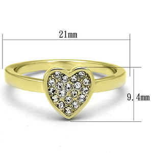 LO3983 - Flash Gold Brass Ring with Top Grade Crystal  in Clear