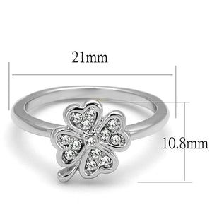 LO3988 - Rhodium Brass Ring with Top Grade Crystal  in Clear