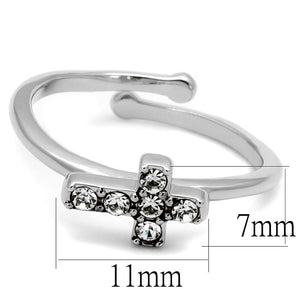 LO4043 - Rhodium Brass Ring with Top Grade Crystal  in Clear