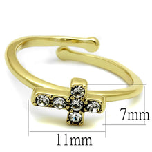 Load image into Gallery viewer, LO4044 Flash Gold Brass Ring with Top Grade Crystal in Clear