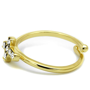 LO4044 Flash Gold Brass Ring with Top Grade Crystal in Clear