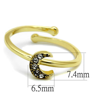 LO4046 - Flash Gold Brass Ring with Top Grade Crystal  in Clear
