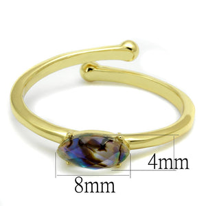 LO4062 - Flash Gold Brass Ring with Precious Stone Conch in Multi Color