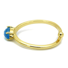 Load image into Gallery viewer, LO4064 - Flash Gold Brass Ring with Synthetic Cat Eye in Capri Blue
