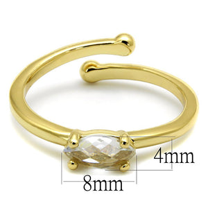 LO4067 - Flash Gold Brass Ring with AAA Grade CZ  in Clear