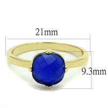 Load image into Gallery viewer, LO4072 - Flash Gold Brass Ring with Synthetic Cat Eye in Sapphire