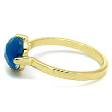Load image into Gallery viewer, LO4073 - Flash Gold Brass Ring with Synthetic Cat Eye in Capri Blue