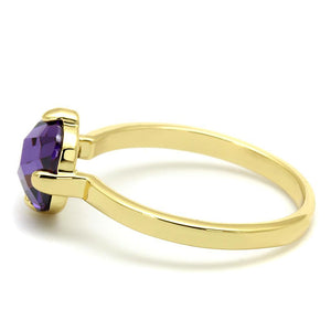 LO4076 - Flash Gold Brass Ring with AAA Grade CZ  in Amethyst