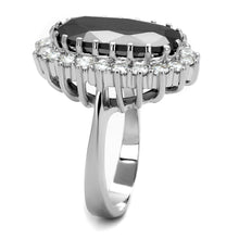Load image into Gallery viewer, LO4094 - Rhodium Brass Ring with AAA Grade CZ  in Black Diamond