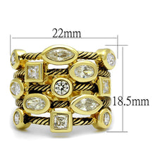 Load image into Gallery viewer, LO4096 - Gold Brass Ring with AAA Grade CZ  in Clear