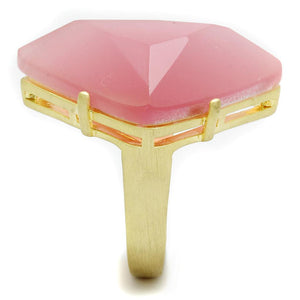 LO4104 - Gold & Brush Brass Ring with Synthetic Cat Eye in Rose