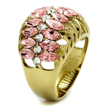 Load image into Gallery viewer, LO4108 - IP Gold(Ion Plating) Brass Ring with Top Grade Crystal  in Rose