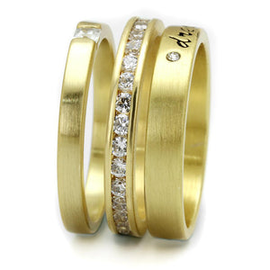 LO4114 - Gold Brass Ring with AAA Grade CZ  in Clear