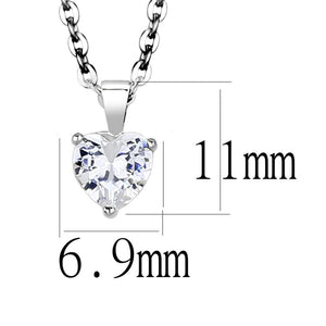 LO4171-16+2 - Rhodium Brass Chain Pendant with AAA Grade CZ  in Clear