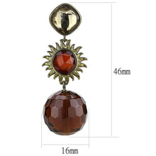 Load image into Gallery viewer, LO4179 - Antique Copper Brass Earrings with Synthetic Synthetic Glass in Brown