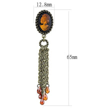 Load image into Gallery viewer, LO4185 - Antique Copper Brass Earrings with Synthetic Synthetic Stone in Smoked Quartz
