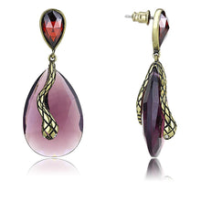 Load image into Gallery viewer, LO4187 - Antique Copper Brass Earrings with Synthetic Synthetic Glass in Amethyst