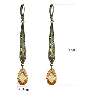 LO4189 - Antique Copper Brass Earrings with Top Grade Crystal  in Champagne