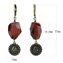 Load image into Gallery viewer, LO4193 - Antique Copper Brass Earrings with Synthetic Synthetic Glass in Garnet