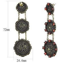 Load image into Gallery viewer, LO4196 - Antique Copper Brass Earrings with AAA Grade CZ  in Garnet