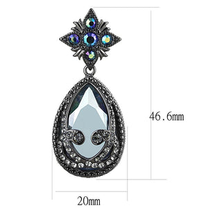 LO4201 - TIN Cobalt Black Brass Earrings with AAA Grade CZ  in Clear