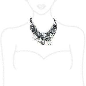 LO4211 - TIN Cobalt Black Brass Necklace with AAA Grade CZ  in Clear